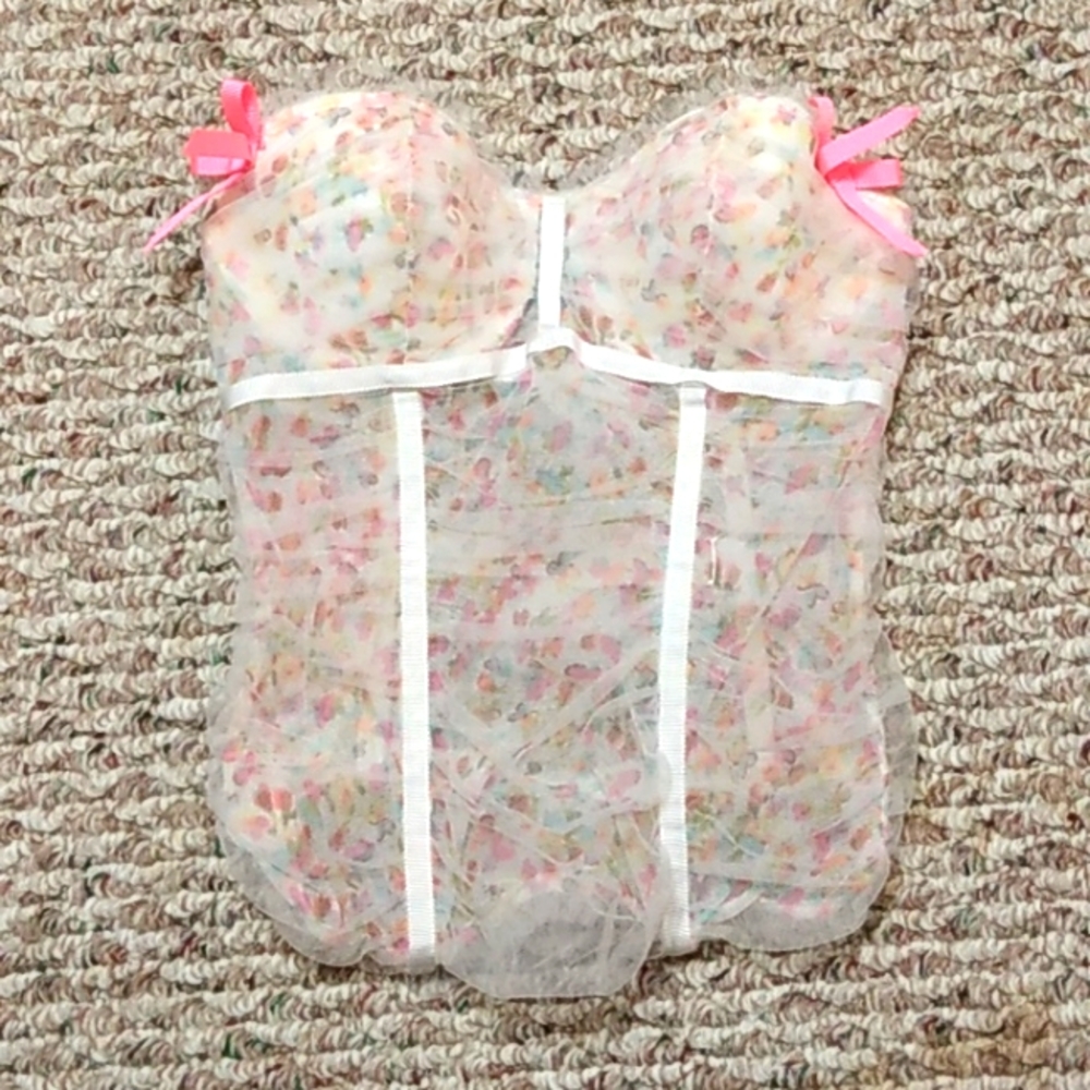 Victoria's Secret Mesh Pastel Polka dot Corset Bustier